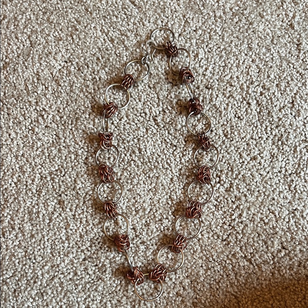 Elegant Copper and Silver Chain Necklace